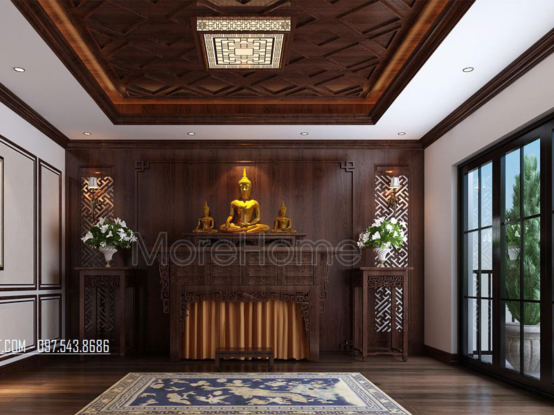 Mẫu bàn thờ phật cho biệt thự đơn lập