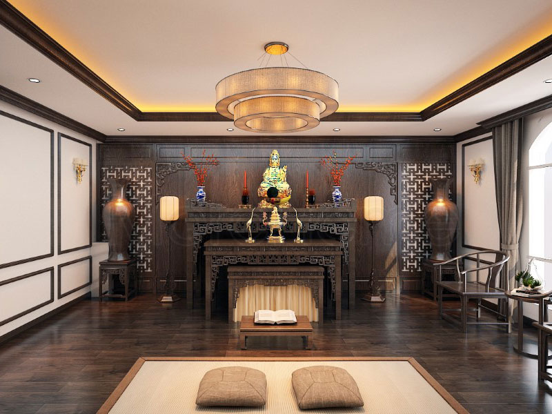 Bàn thờ đẹp mà sang trọng cốt gỗ óc chó