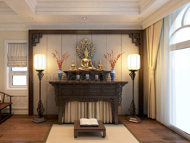 Bàn thờ gỗ sồi phun sơn cổ điển cao cấp