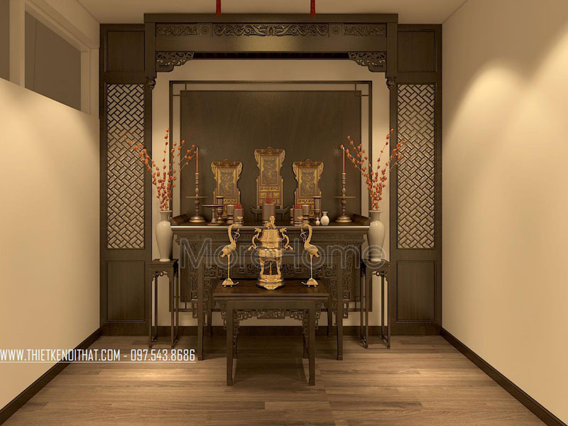 Mẫu bàn thờ tổ tiên đẹp căn hộ Đại Quang Minh